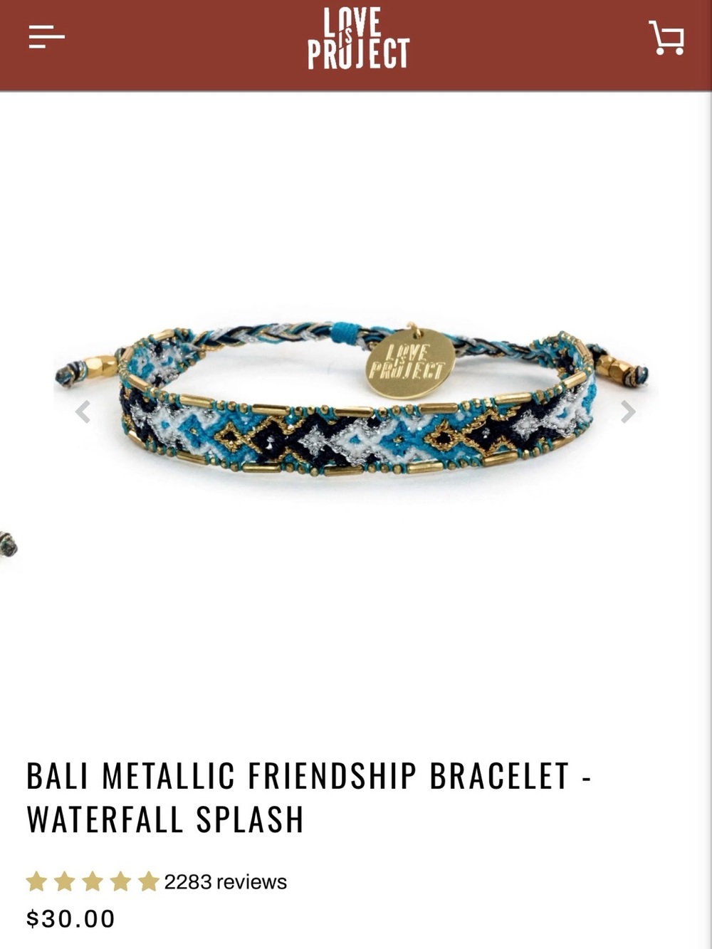 Waterfall Splash Love is Project Bracelet - Blue & Gold